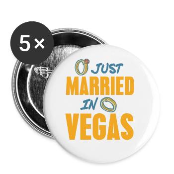 Je viens de me marier à VEGAS Cool Retro Vegas Mariage - Lot de 5 grands badges (56 mm) - blanc - Devant