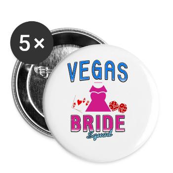 Vegas Bride Squad Retro Vegas T-shirt de mariage - Lot de 5 grands badges (56 mm) - blanc - Devant