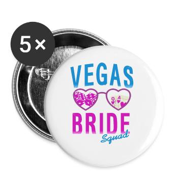 Mignon Retro Vegas Bride Squad Vegas T-shirt de mariage - Lot de 5 grands badges (56 mm) - blanc - Devant