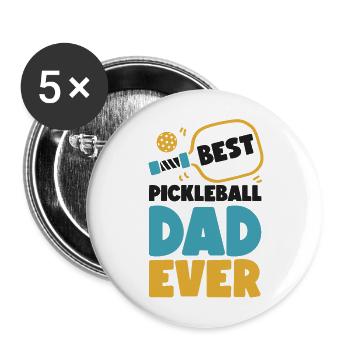 Pickleball Dad Father Best - Buttons groß 56 mm (5er Pack) - Weiß - Vorne