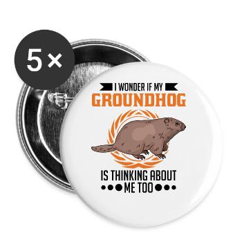 Marmot Groundhog Day Forest Marmot - Buttons large 2.2''/56 mm (5-pack) - white - Front