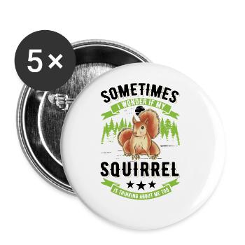 Écureuil Cadeau Écureuil Gris - Lot de 5 grands badges (56 mm) - blanc - Devant