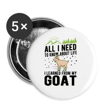 Chèvres Cadeau Chèvre Hôte Chèvre - Lot de 5 grands badges (56 mm) - blanc - Devant