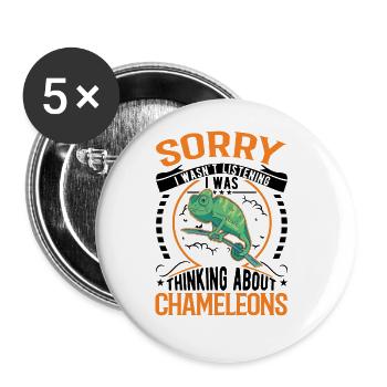 Chameleon Gift Idea Chameleon - Buttons large 2.2''/56 mm (5-pack) - white - Front