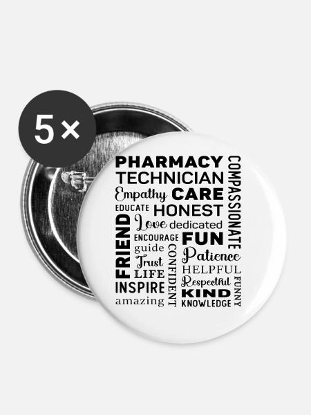 Pharmacy Technician Tech Medicine Pharmacist - Buttons groß 56 mm (5er Pack) - Weiß
