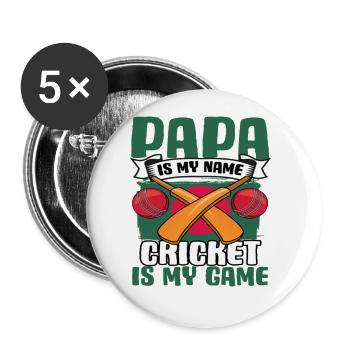Papa Is My Name Awesome Bangladesh Cricket Game - Buttons large 2.2''/56 mm (5-pack) - white - Front