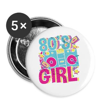 Women 80s girl 80s Themes Party Vintage 1980s - Buttons large 2.2''/56 mm (5-pack) - white - Front