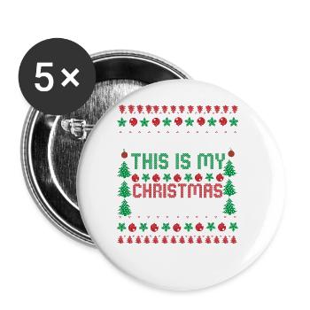 Due to Inflation Christmas Sweaters Funny Xmas - Buttons large 2.2''/56 mm (5-pack) - white - Front