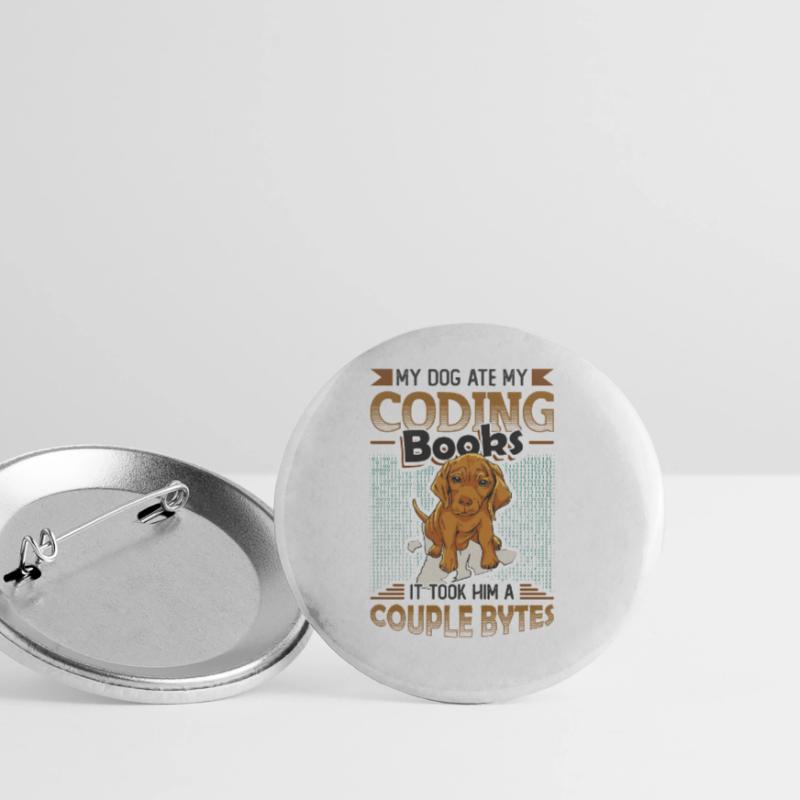 Dog Bytes Code Computer Joke Programmation Lot de 5 grands badges (56 mm)