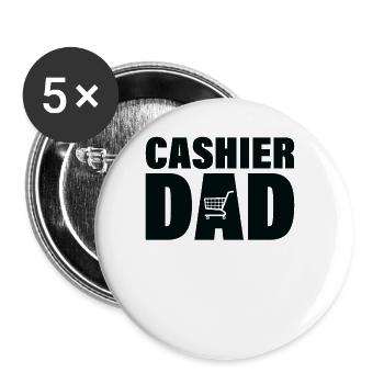 Job - Kassierer Papa - Buttons groß 56 mm (5er Pack) - Weiß - Vorne