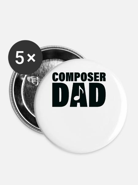 Job - Komponist Vater - Buttons groß 56 mm (5er Pack) - Weiß