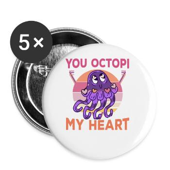 Octopus Octopus Sea Tentacle Octopus Octopus Octopus - Buttons large 2.2''/56 mm (5-pack) - white - Front