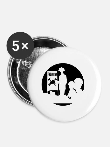 Feuerwehrmann - Buttons groß 56 mm (5er Pack) - Weiß