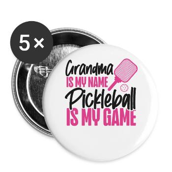 Pickleball Grandma Grandma Is My - Buttons groß 56 mm (5er Pack) - Weiß - Vorne