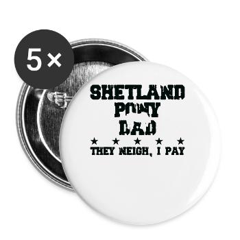 Père du cheval - Poney Shetland - Lot de 5 grands badges (56 mm) - blanc - Devant