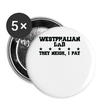 Pferdedad - Westfalian - Lot de 5 grands badges (56 mm) - blanc - Devant