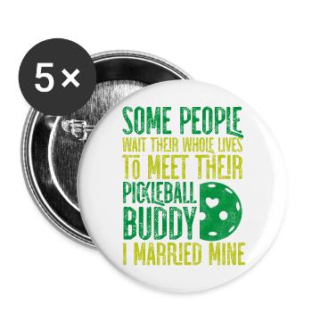 Pickleball Husband Wife Marriage - Buttons groß 56 mm (5er Pack) - Weiß - Vorne