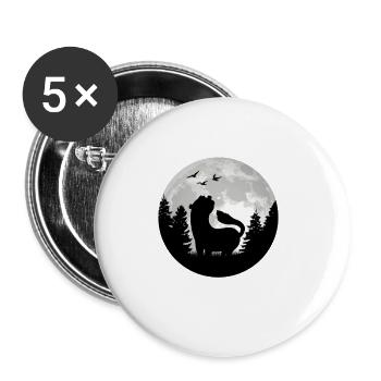 Frettchen Mond Ferret Wiesel - Buttons groß 56 mm (5er Pack) - Weiß - Vorne