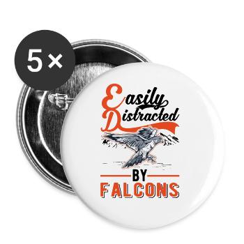 Easily distracted by Falcons Falkenzüchter Falkner - Buttons large 2.2''/56 mm (5-pack) - white - Front