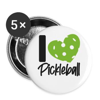 Pickleball Heart J’aime le pickleball - Lot de 5 grands badges (56 mm) - blanc - Devant