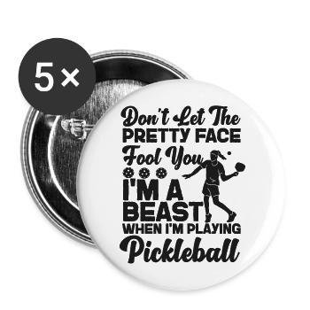 Pickleball Girl Ladies Don't Let - Buttons large 2.2''/56 mm (5-pack) - white - Front