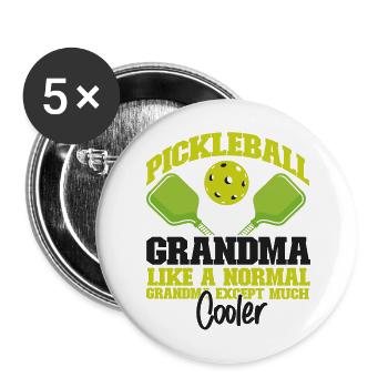 Pickleball Grandma Pickleball - Buttons groß 56 mm (5er Pack) - Weiß - Vorne