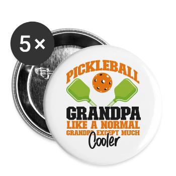 Pickleball Grandpa Pickleball - Buttons large 2.2''/56 mm (5-pack) - white - Front