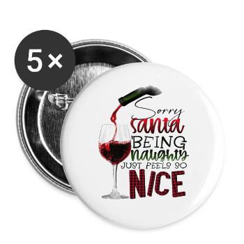 Naughty Wine Drinker - Buttons large 2.2''/56 mm (5-pack) - white - Front