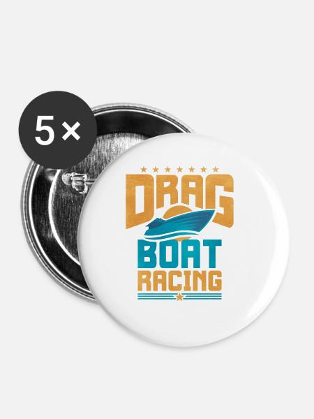 Drachenbootrennen Drachenboot - Buttons groß 56 mm (5er Pack) - Weiß