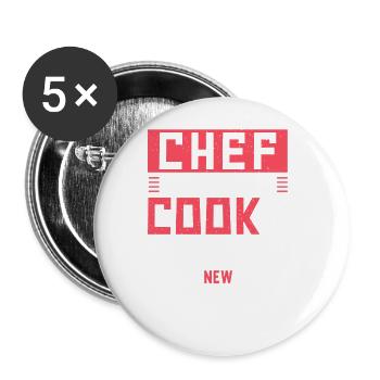 Chef Citation Cadeau Drôle Chef - Lot de 5 grands badges (56 mm) - blanc - Devant