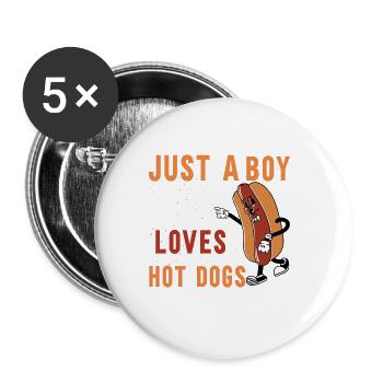 Hotdog Food Lover Hot Dogs Food Hotdog Vendeur de hot-dogs - Lot de 5 grands badges (56 mm) - blanc - Devant