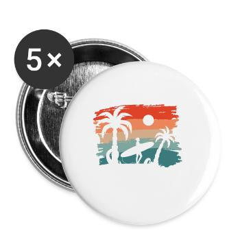 Surf Sports Surfboard Ocean Sunshine Surfer - Buttons large 2.2''/56 mm (5-pack) - white - Front