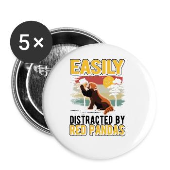 Easily distracted by Red Pandas Roter Panda - Buttons groß 56 mm (5er Pack) - Weiß - Vorne