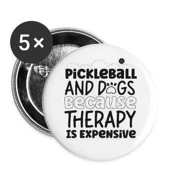 Pickleball Dog Pickleball And Dogs - Buttons groß 56 mm (5er Pack) - Weiß - Vorne