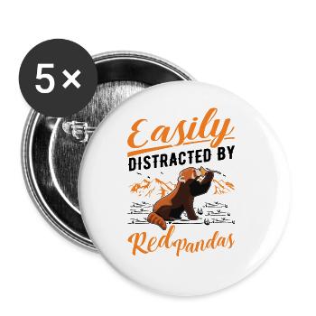 Easily distracted by Red Pandas Roter Panda - Buttons groß 56 mm (5er Pack) - Weiß - Vorne