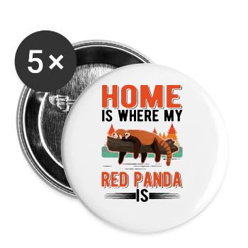 Home is where my Red Panda is Roter Panda - Buttons large 2.2''/56 mm (5-pack) - white - Front