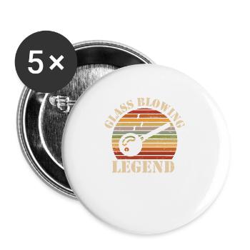 Glasbläser-legende Glasverarbeitung Vintage Glass - Buttons groß 56 mm (5er Pack) - Weiß - Vorne
