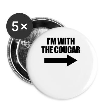 Ich bin mit dem Cougar Halloween -Matching -Paarda - Buttons groß 56 mm (5er Pack) - Weiß - Vorne