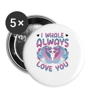 Ich Wal Liebe Dich Immer Blauwal - Buttons groß 56 mm (5er Pack) - Weiß - Vorne