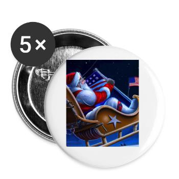 Amerikanisches Weihnachten Weihnachtsmann Mit - Buttons groß 56 mm (5er Pack) - Weiß - Vorne