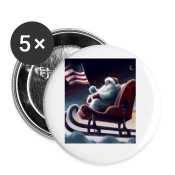 American Christmas Santa Claus with - Buttons large 2.2''/56 mm (5-pack) - white - Front