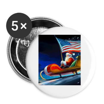 American Christmas Santa Claus with - Buttons large 2.2''/56 mm (5-pack) - white - Front