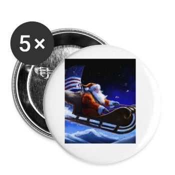 Amerikanisches Weihnachten Weihnachtsmann Mit - Buttons groß 56 mm (5er Pack) - Weiß - Vorne