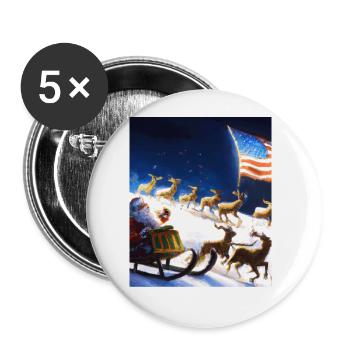 Amerikanisches Weihnachten Weihnachtsmann Mit - Buttons groß 56 mm (5er Pack) - Weiß - Vorne