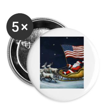 American Christmas Santa Claus with - Buttons large 2.2''/56 mm (5-pack) - white - Front