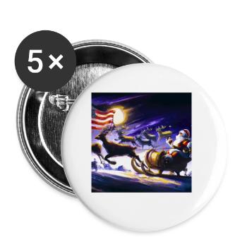 American Christmas Santa Claus with - Buttons large 2.2''/56 mm (5-pack) - white - Front