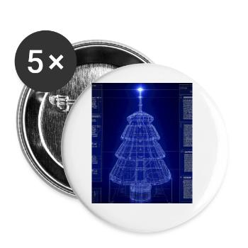 Weihnachten Weihnachtsbaum Schematic Blaupause - Buttons groß 56 mm (5er Pack) - Weiß - Vorne