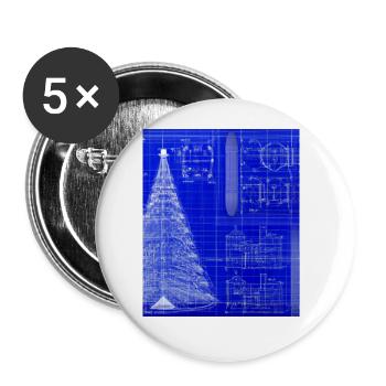 Christmas Christmas Tree Schematic Blueprint - Buttons large 2.2''/56 mm (5-pack) - white - Front