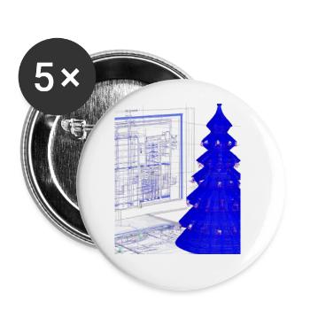 Christmas Christmas Tree Schematic Blueprint - Buttons large 2.2''/56 mm (5-pack) - white - Front