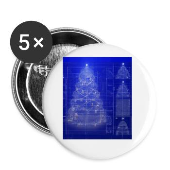 Weihnachten Weihnachtsbaum Schematic Blaupause - Buttons groß 56 mm (5er Pack) - Weiß - Vorne